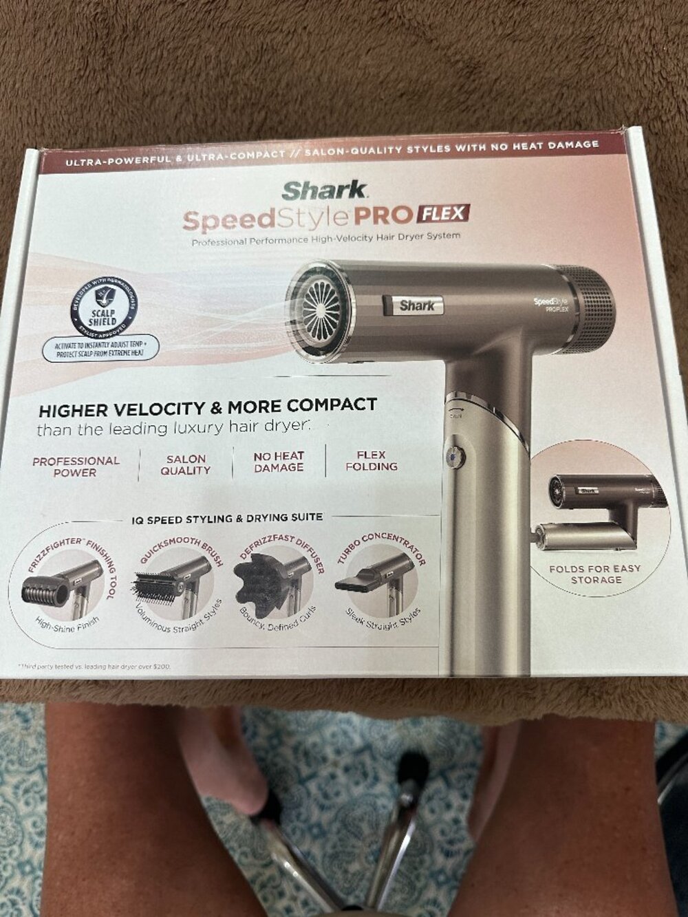 Shark SpeedStyle PRO FLEX Hair Dryer System HD542 Foldable Scalp Shield NIB